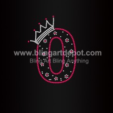 Number Zero Iron On Rhinestone Transfers Crown Heat Motifs